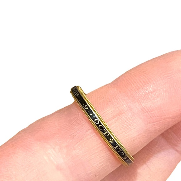 Antique Georgian Mourning enameled ring 1773 Authentic Purple paste 18k … - Picture 5 of 9